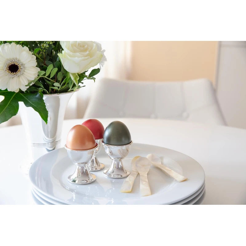 Edzard Egg Cups Classo Heavy Silver Plated - Cup Set for Eggs, Silver Egg Cups, Modern Holder for Breakfast Eggs, Egg Tray - Crockery for Holidays, Holiday Egg Cups (Height 5 cm), Set of 2