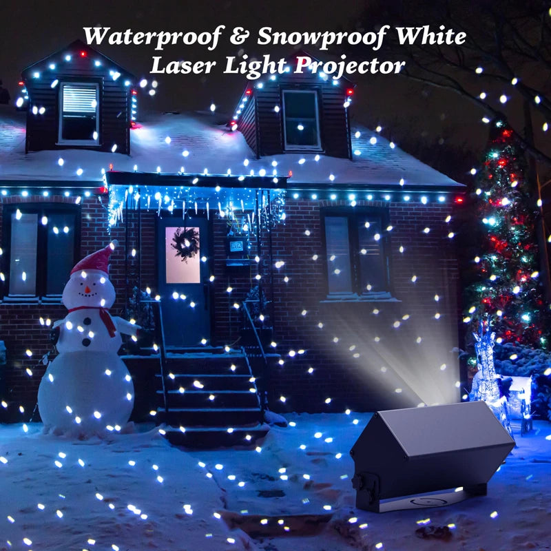 Outdoor Star Lights Projector, AIRIVO White Laser Fairy Lights Projector, Christmas Snowfall Projector, 3 Lighting Modes Garden Lights Snowflake Projector with Remote Control for Home, Patio,Landscape