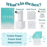 TUSHÉ Toilet Paper Foam Dispenser. Eco-Friendly Flushable Instant Wet Wipe Alternative. Touchless, Rechargeable, Waterproof. Plumbing & Septic Safe. 250ml (8.45 oz)