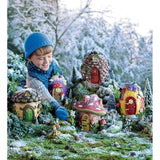 Fairy Village Houses, Resin - Hand-painted - 9"H - Set of 5