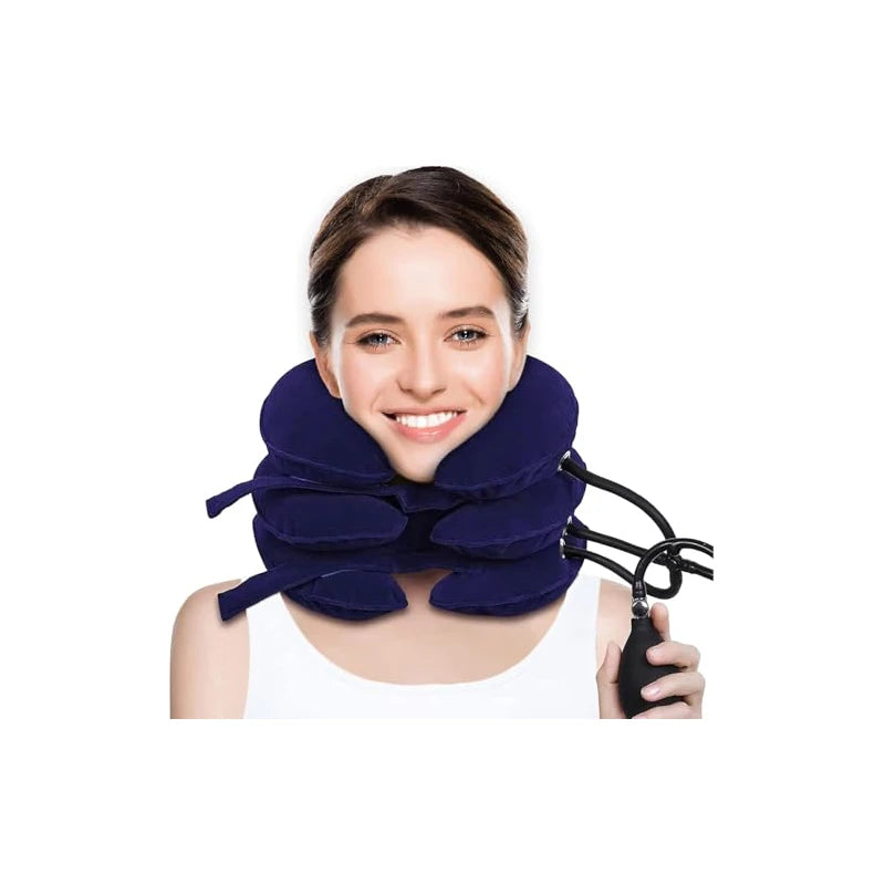 Cervical Neck Traction Device for Neck Pain Relief, Adjustable Inflatable Neck Stretcher Neck Brace, Neck Traction Pillow for Use Neck Decompression and Neck Tension Relief (Dark Purple)