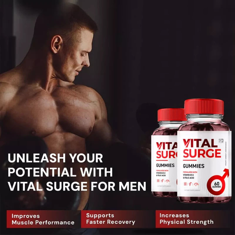 Gomitas masculinas Vital Surge, Gominolas Vital Surge Testo Apoyo Rendimiento (1 Paquete)