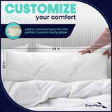 EnerPlex Body Pillow for Adults – Adjustable 54 x 20 Inch Shredded Memory Foam Pillow with Plush Viscose of Bamboo Cover