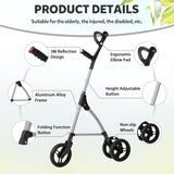 DAILYLIFE Rollator Walker for Seniors & Caregivers - Steerable Cane with 7.5" Wheels, Adjustable Height, Folding Design, Lightweight Aluminum Frame - White