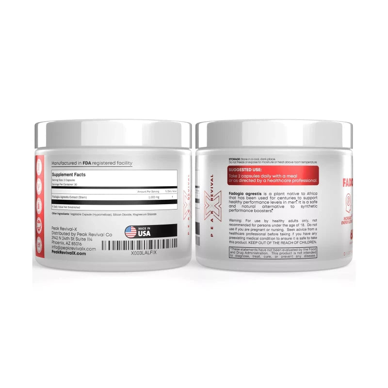 Peak Revival-X Fadogia Agrestis 1000mg Per Serving Supplement - Potent Extract to Increase E...