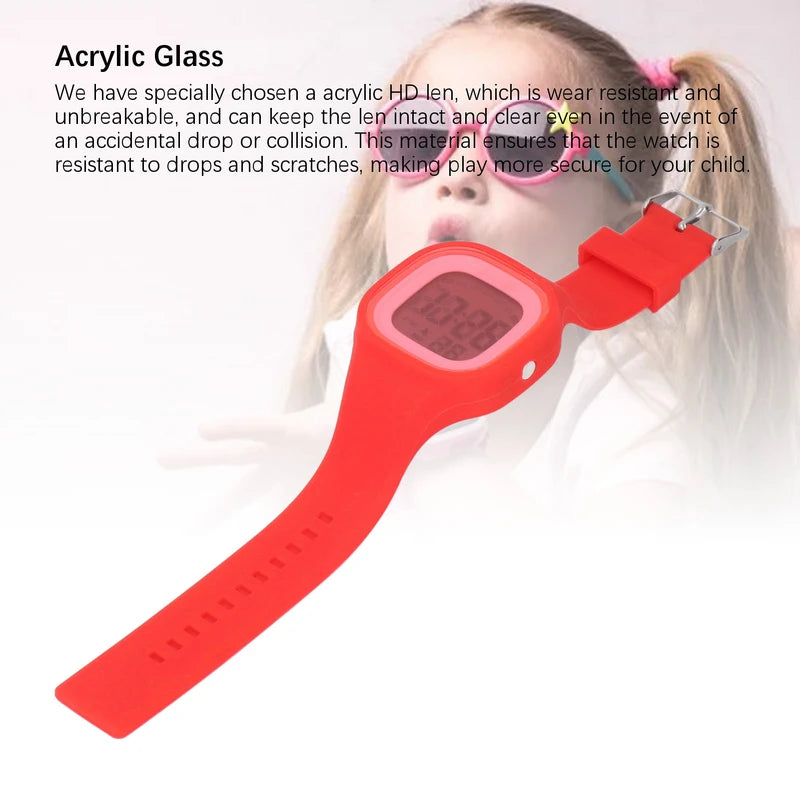 Children Digital Watch Alarm 50M Waterproof Shockproof Drop Resistant Child Digital Sport Outdoor Watch for Daily Use Red