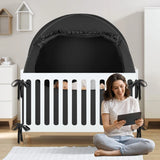 BORNA Pack N Play Blackout Cover, Blackout Tent for Full Size Crib and Pack and Play, Breathable Sleep Pod for Kids, Pop Up Crib Blackout Cover Canopy, Softens The Light