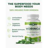 PURA VIDA MORINGA PURA VIDA MORINGA Capsules Single Origin Moringa Powder Organic. Moringa Leaf. Energy, Metabolism, & Immune Support. 120ct. 500mg Caps.