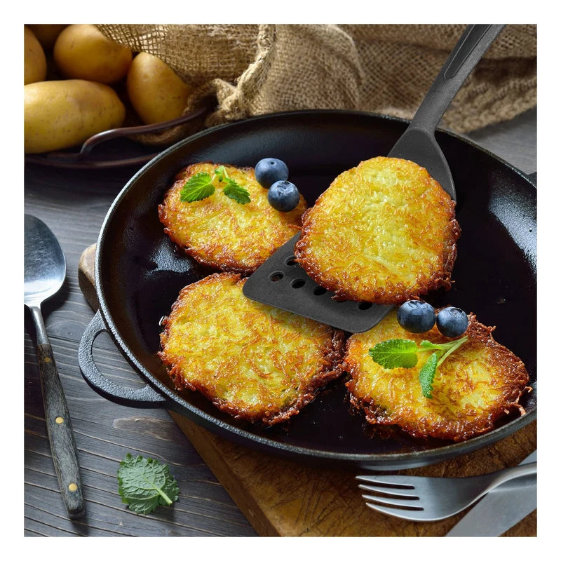 Westmark Set of 2 Spatulas, Wide Surface and Special Flattened Edge, Plastic, Gentle, Black, 283722E3, 310 x 93 x 35 mm