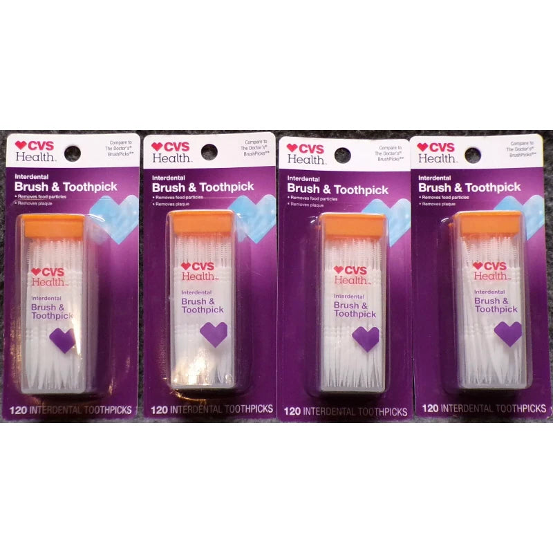 CVS Health Lot of 4 CVS Health Interdental Brush & Toothpick Mint 2 Pack Each