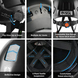 GREEN DEVIL Hard Hat Safety Helmet with Visor Bluetooth Ear Muffs and Headlamp 5 in 1 Full Protection Vented Work Hardhat ANSI Z89.1 Cascos De Construccion for Industrial Construction Forestry