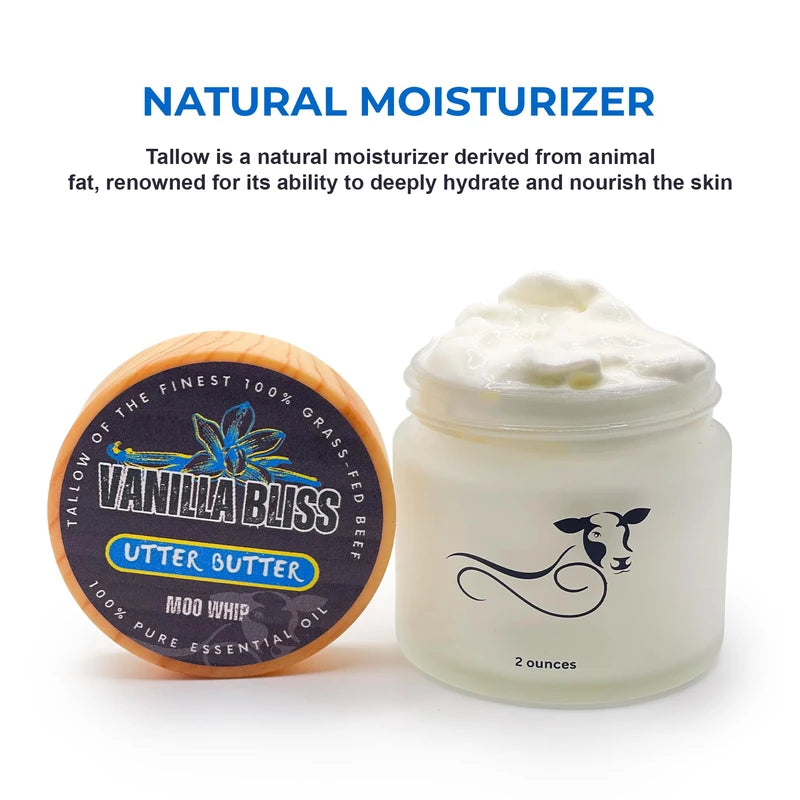 Tallow Balm, Face Cream, Body Cream, Hand Made, Tallow Face Moisturizer, Skin Tightening Cream for Body and Face, Scar Reducing Vitamin E Oil, Organic Skincare (2oz, Vanilla)