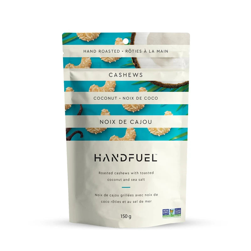 Handfuel Coconut Cashews, Hand Roasted Snack, 150 Grams