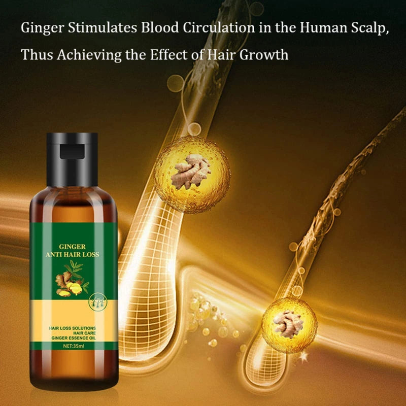 Lidoria Ginger Anti Hair Loss 7 Days, Ginger Essential Oil for Hair Growth Stronger and Fuller Hair, Hair Growth Serum for women for Dry Damaged Hair, Thicker Longer Hair (1.2 Oz(Pack of 2))