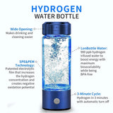 Hydrogen Water Bottle, Portable Hydrogen Water Ionizer Machine, Hydrogen Water Generator, Rechargeable Hydrogen Rich Water Glass Health Cup for Home Travel (Blue)