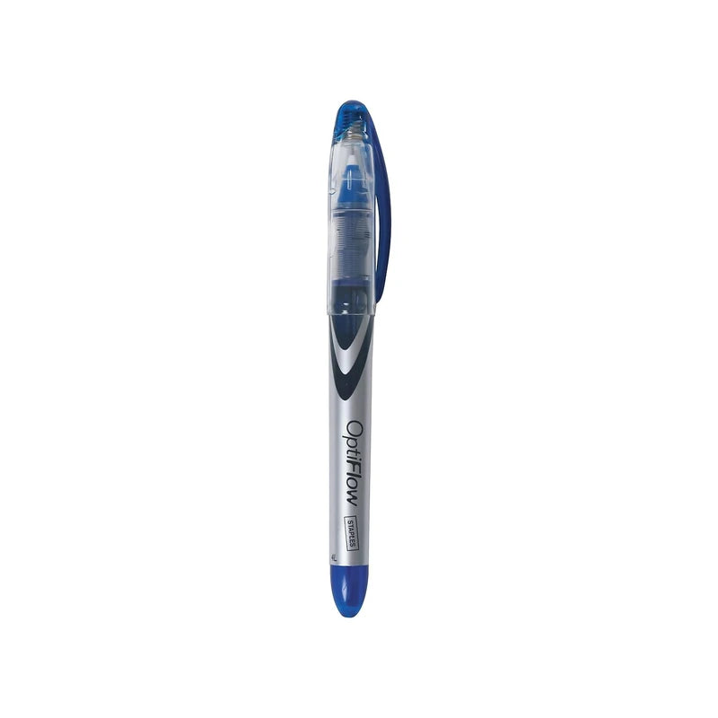 Staples OptiFlow Rollerball Pens, Fine Point, Blue, Dozen