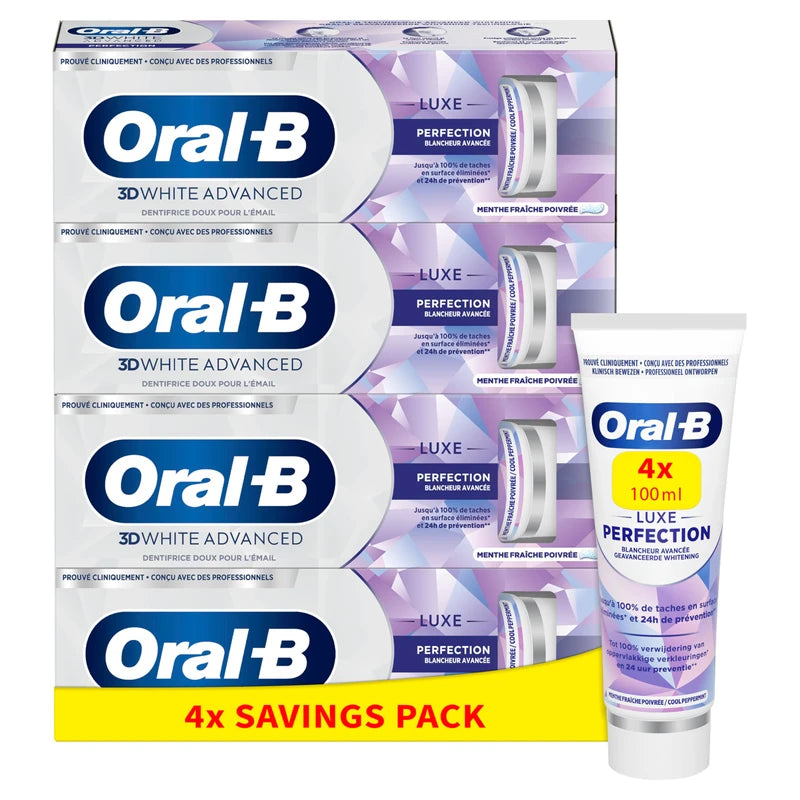 Oral-B 3DWhite Advanced Luxe Perfection Toothpaste 400 ml (100 ml x 4)