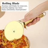 Berglander Pizza Wheel, Gold Titanium Plating Stainless Steel Pizza Cutter, Super Sharp Pizza Slicer With Titanium Gold Plating, Pastry Cutter, Easy to Clean And Stored