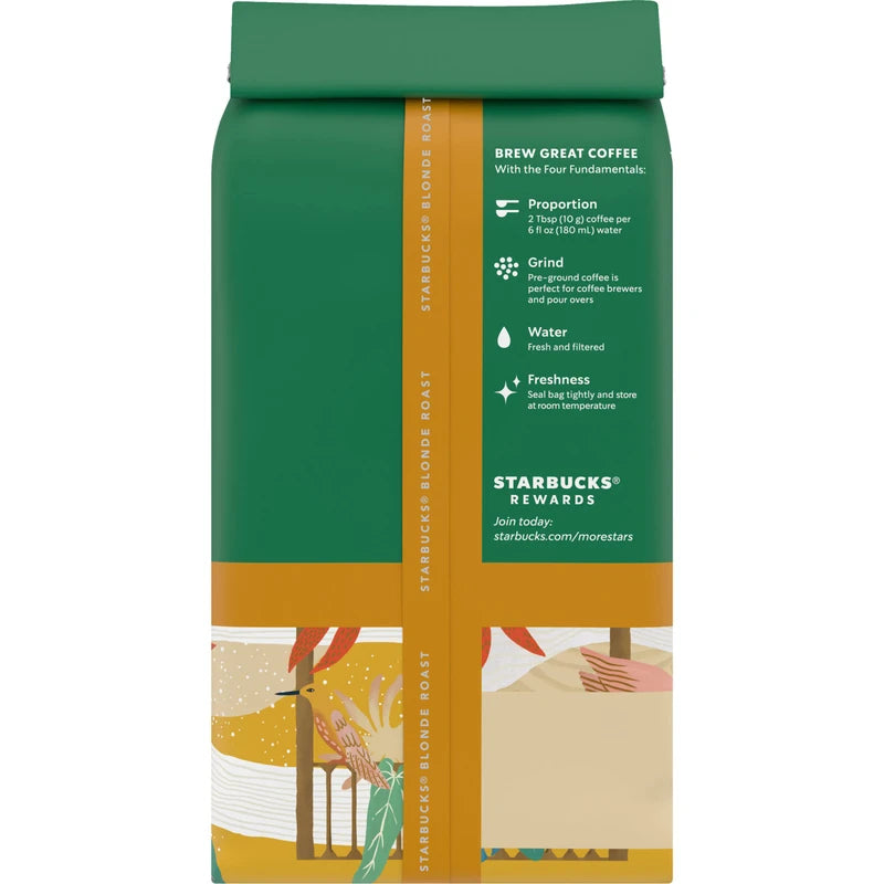 Starbucks Decaf Ground Coffee, Decaf Veranda Blend, Blonde Roast, Decaffeinated Ground Coffee, Lightly Roasted 100% Arabica Coffee, 12 Ounce (Pack of 2)