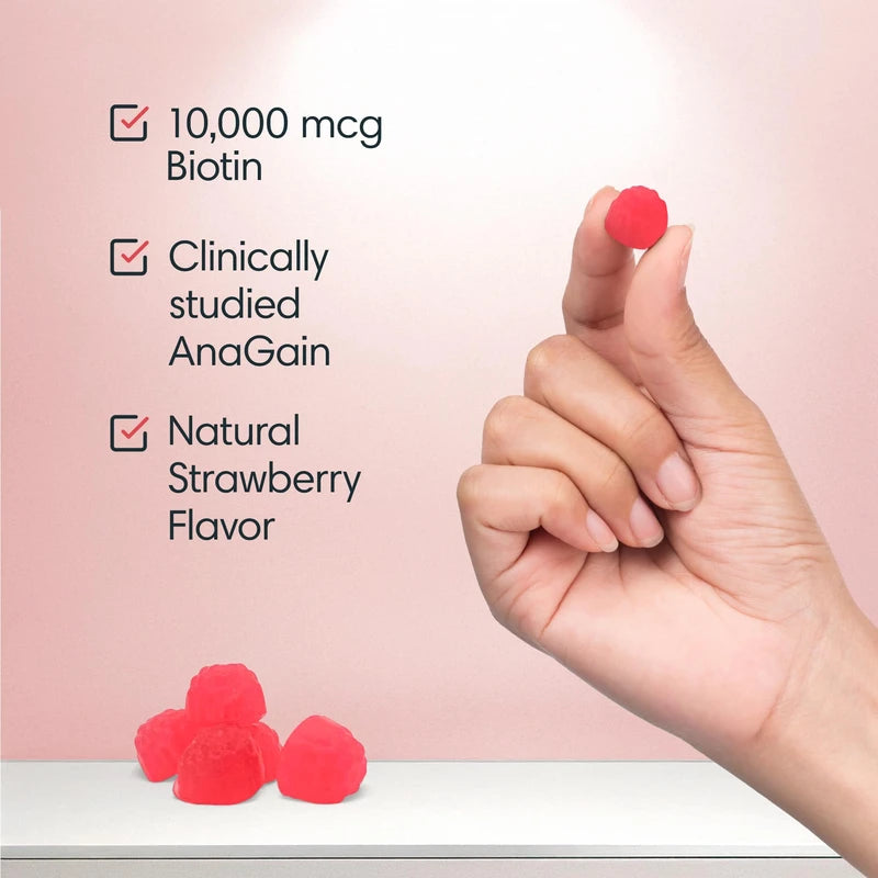 Consult Health BIOTIN GAIN- Biotin Rich Gummies with Patented ANAGAIN - for Gorgeous Thicker Looking Hair