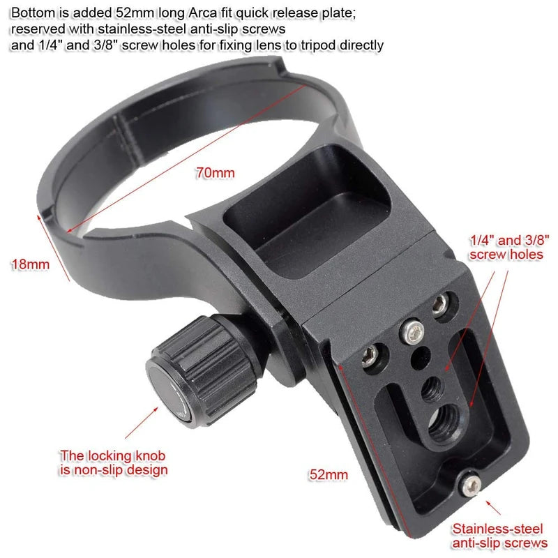 Lens Collar Tripod Mount Ring Compatible with Nikon Nikkor Z 70-180mm F2.8, Z 24-200mm f/4-6.3 VR, Z DX 50-250mm f/4.5-6.3 VR (Z-Mount), Support Bracket Holder is Arca-Swiss Fit Quick Release Plate