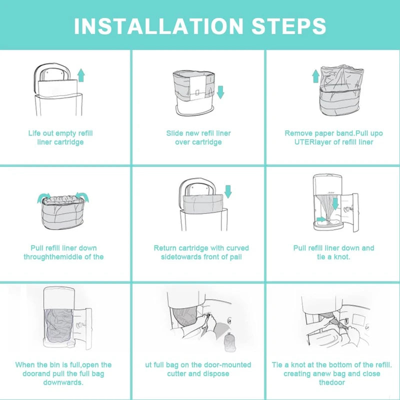 4 Pack Diaper Disposal Liner Refills Compatible with Janibell Akord 330 Series Adult Diaper System, Lightly Scented