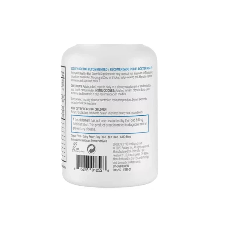 Suplemento para el crecimiento del cabello sano para hombres de Bosley MD - 60 cápsulas