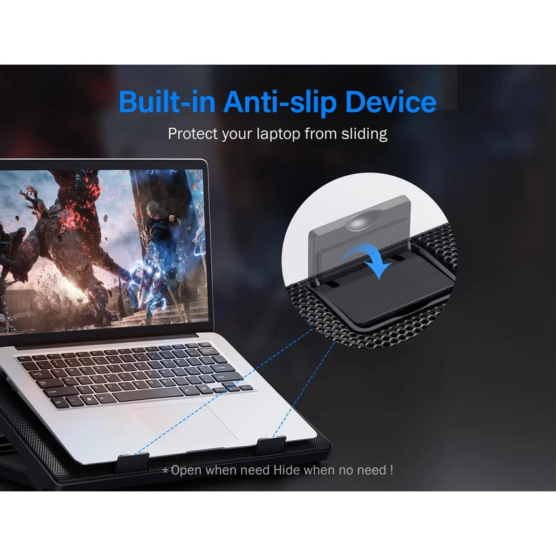 Kootek Laptop Cooling Pad 12"-17" Cooler Pad Chill Mat 5 Quiet Fans LED Lights and 2 USB 2.0 Ports Adjustable Mounts Laptop Stand Height Angle, Red