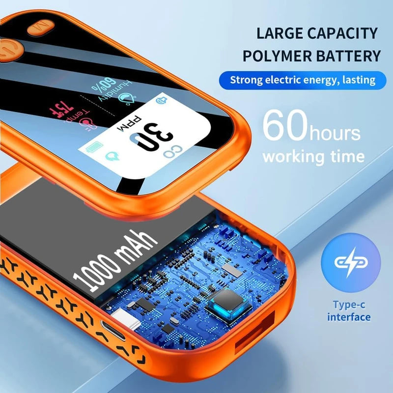 CEKKIENA [3-in-1] Carbon Monoxide Detector Portable Mini Air Quality Monitor with Lanyard & Kickstand Smoke Alarm CO Meter Temperature Humidity Sensor Built-in 1000mAh Battery Indoor/Outdoor (Orange)