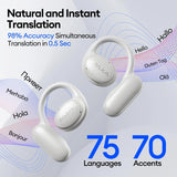 PAXA AI Translation Earbuds Real Time 3-in-1 Language Translator Earbuds 145 Languages & Accents Bluetooth 5.4 Translation Translating HD Sound Audifonos Traductores Inglés Español, OpenAir5 White