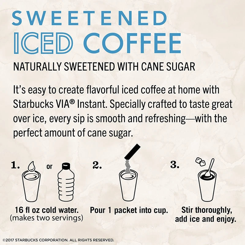 Starbucks VIA Instant Coffee, Sweetened Iced Coffee, 36 Count