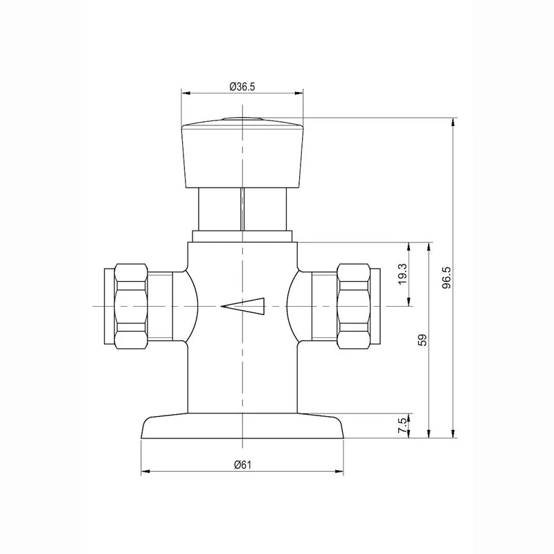 ENKI, Vision, BT4023, Chrome, Self-Closing Delay Action Shower Tap, Solid Brass Non-Concussive Shower Valve Tap, Push Button Bathroom Shower Valve, Urinal Flush Valve, Time Adjustable