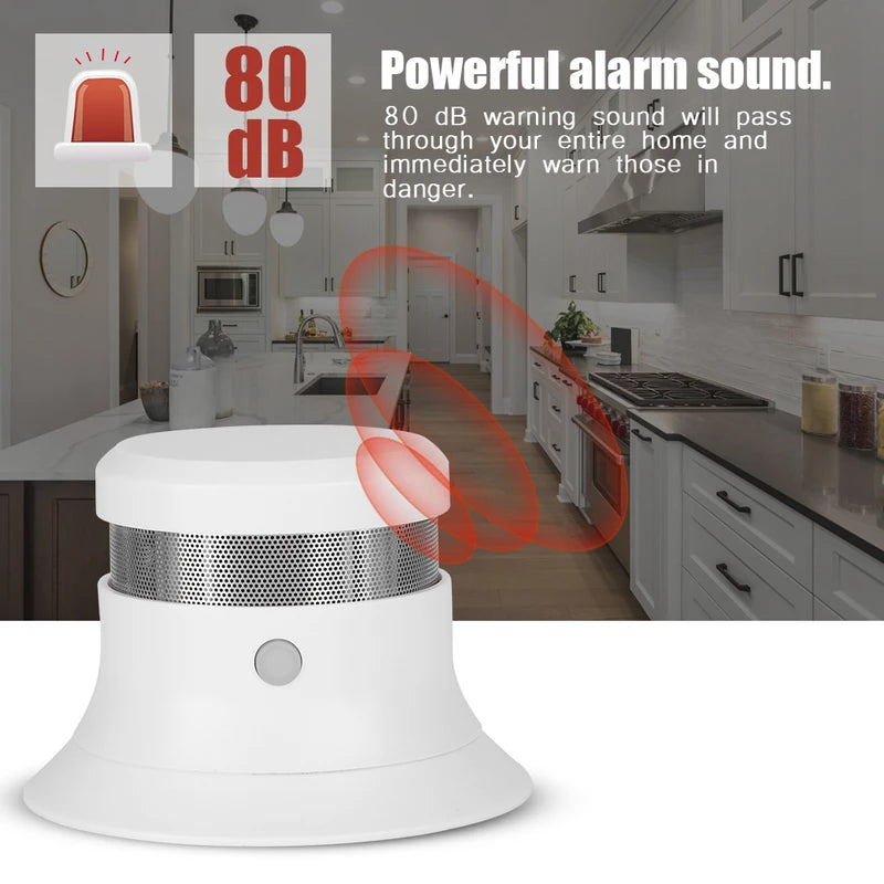 80dB Mini Wireless Photoelectric Smoke Detector Fire Protection Alarm Sensor for Home Security