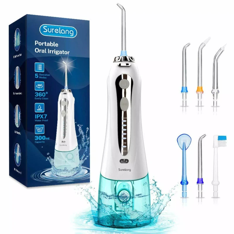Oral-B Oral B Cordless Water Flosser Dental Oral Irrigator Teeth Cleaner Floss 5 Tip - DIY Version White-5 Nozzles
