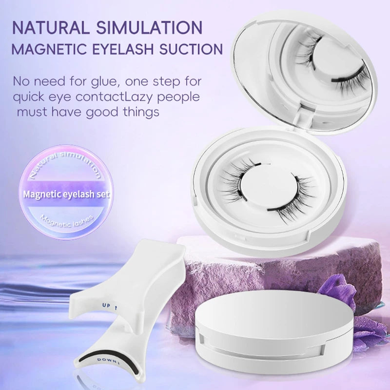 Generic Siare™ Magnetic Eyelashes Kit, Which can be Reused Natural Magnetic Eyelashes and Waterproof, Natural, Light, No Glue, Easy to Wear and Remove for All-Day Comfort (Natural + plump 2 Pair)