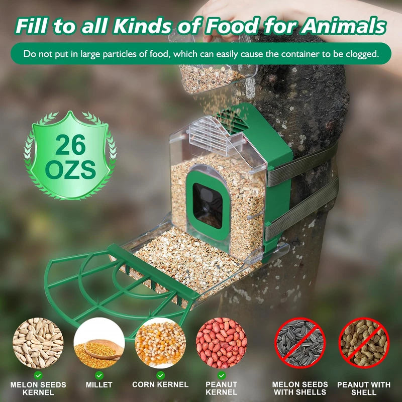 Squirrel Feeder for Outdoors,Squirrel House with Solar Panel- 4W Solar Panel for Blink Outdoor Camera 3rd/4rd,Chipmunk Feeder for Outside Graden Decor (Bird Feeder, Lake Blue)