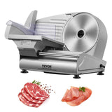VEVOR Commercial Meat Slicer, 240W Electric Deli Food Slicer, 10" Carbon Steel Blade Electric Food Slicer, 350-400RPM Meat Slicer, 0 - 0.47 inch Thickness Adjustable for Commercial and Home Use - Blade Diameter: 7.5 inch - 180W