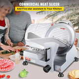 VEVOR Commercial Meat Slicer, 240W Electric Deli Food Slicer, 10" Carbon Steel Blade Electric Food Slicer, 350-400RPM Meat Slicer, 0 - 0.47 inch Thickness Adjustable for Commercial and Home Use - Blade Diameter: 7.5 inch - 180W