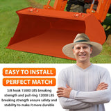 2 Pack 3/8" Tractor Bucket Hooks with D Ring - Max 15,000 lbs Grade 70 Forged Steel Bolt On Grab Hook for Tractor Bucket Accessories for Kubota, John Deere, Kiot, RV, UTV, Truck, Orange