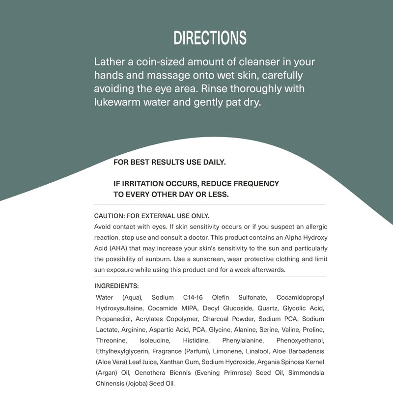 Botanic Tree Men's Face Wash with Glycolic Acid & Activated Charcoal (6oz.) - Deep Cleaning and Energizing Facial Exfoliating Cleanser…