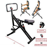 Power Rider Total Crunch Abdominal AB Core Fitness Upright Squat Glutes Exercise Home Gym Workout Machine Full Body Core Training Fitness System 12 Hydraulic Adjustable Levels Cardio Strength Training