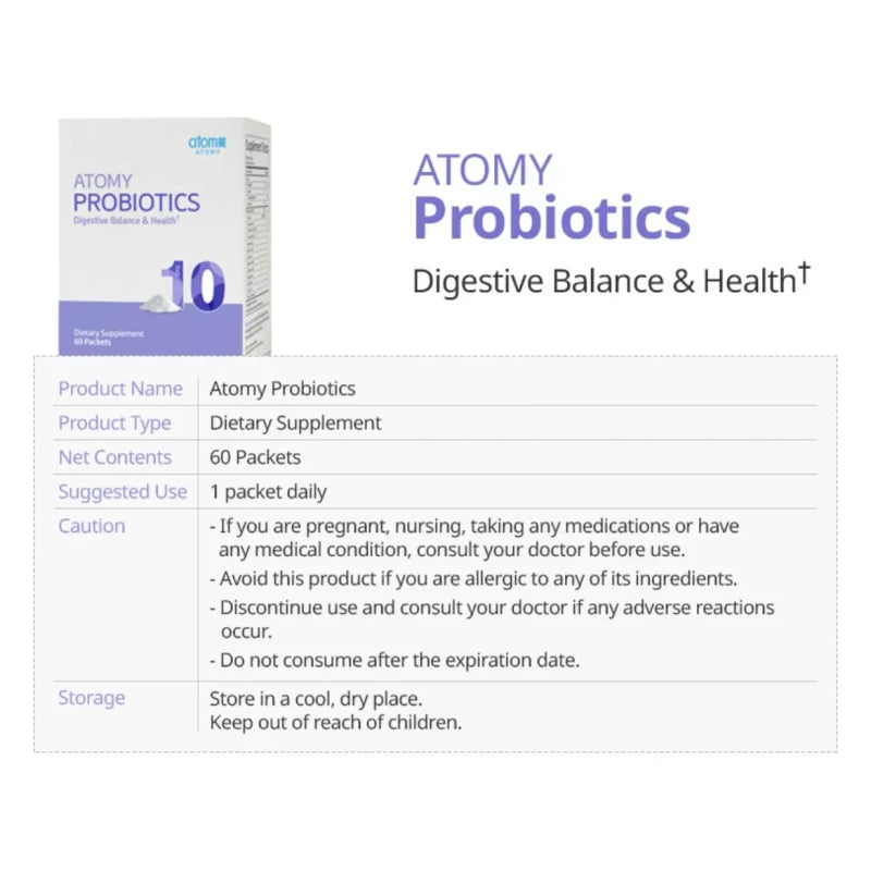 Atomy Probiotics 10 Billion CFU 12 Kinds Of Probiotics 60 Packets For 2 Months