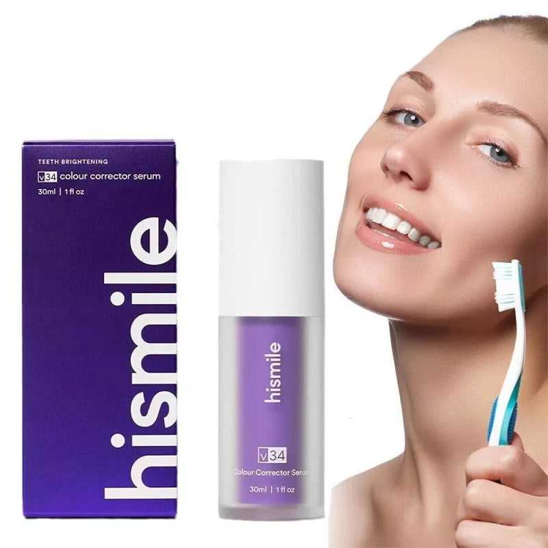 Hismile v34 Colour Corrector Serum Purple Teeth Whitening Tooth Stain Removal US