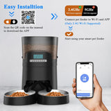 HoneyGuaridan 4.5L Automatic Cat Feeder for 2 Cats,Wi-Fi Smart Pet Feeder,Timer Cat Food Dispenser for Cats & Dogs, APP Control,Desiccant, Voice Recorder,Stainless Steel Bowl (Black)