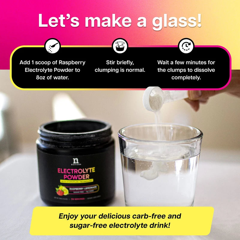 Nutriana Nutriana Keto Electrolytes Powder No Sugar - Zero Carb & Zero Calorie Electrolyte Drink Mix - Sugar Free Electrolytes for Hydration Powder - Fasting Electrolytes Raspberry Lemonade Flavor
