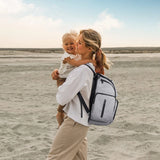 Mancro Diaper Bag Backpack, Large Multifunction Waterproof Travel Baby Changing Bag for Dad Mom with 4 Insulated Pockets and Stroller Straps, Maternity Baby Bag for Boys Girls, Grey