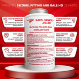 Certified Labs Lok Cease 20/20 Hi Temp Food Grade Anti Seize and Lubricant (16 Oz Bottle X1), White