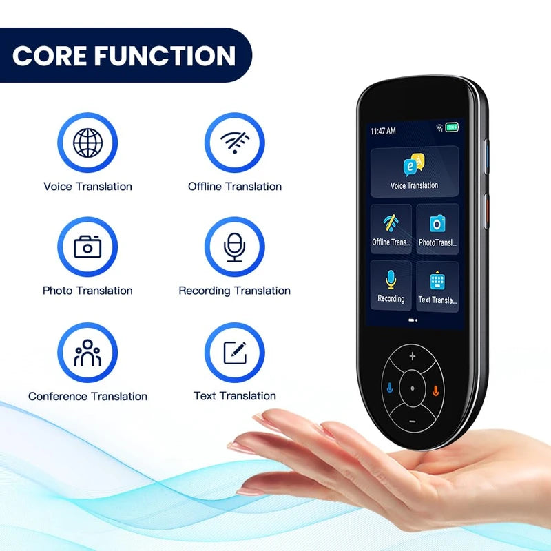 Language Translator Device 2025 Instant Two-Way Language Translator Support 137 Language Portable Real Time Voice Translation Online/Offline/AI/Text/Photo Translation for Travel Learning(Silver Black)