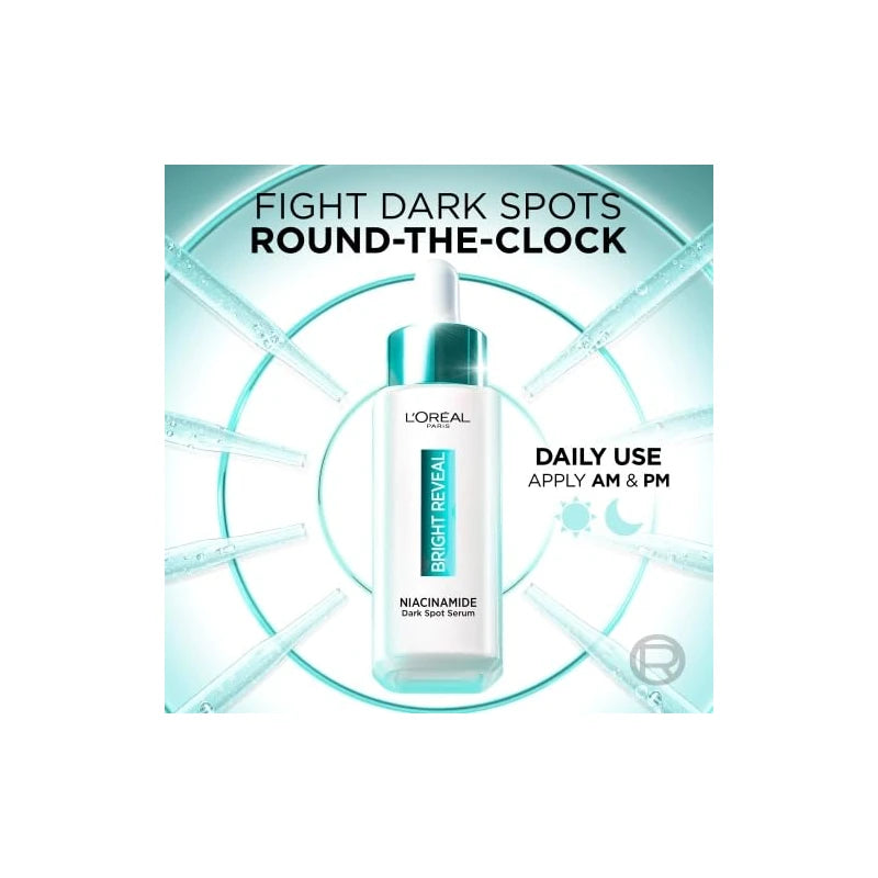 L’Oréal Paris Bright Reveal, 10% [Niacinamide + Amino Sulfonic Acid], Dark Spot Brightening Face Serum, for Sunspots, Age Spots and Post-Acne Marks, 30ml