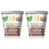 Berruto Individual Pasta Cup 2.4 oz, Creamy Mushroom Sauce – Recyclable Microwave Pasta Food Meals – No Palm Oil, Non-Preservatives – (2 Pack)